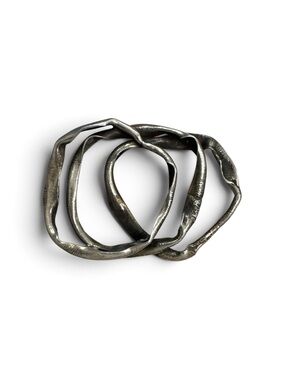 Vintage Modernist Sterling Silver Interlocking Loop Brooch Pin 13 g